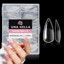 UNA GELLA Medium Stiletto Gel Nail Tips Full Cover 216Pcs Almond Shape Nails Tips Stiletto Pre etched Soft Gel Nails Clear Fake False Nail Tip For Home Art Salon 12 Sizes, Medium Stiletto Nail Tips 216pcs