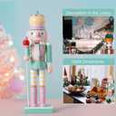 10" Christmas Decorations Nutcracker Ornaments,Traditional Wooden Nutcracker Figures Soldier,Festive Collectible Christmas Nutcracker Doll Gift forTable Desktop Fireplace(Green)