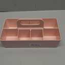 BLUE GINKGO Stackable Organizer Caddy  Korean-Made Portable Tote for Bathroom, Office, Crafts, or School Supplies (Long Rectangle, Pink)