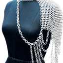 Medieval Aluminium Chainmail Shoulder Armor for Women Single Shoulder Pauldron Cape Lightweight 10mm 16 Gauge Butted Rings Cosplay, LARP & Renaissance Costume Accessory Women Top