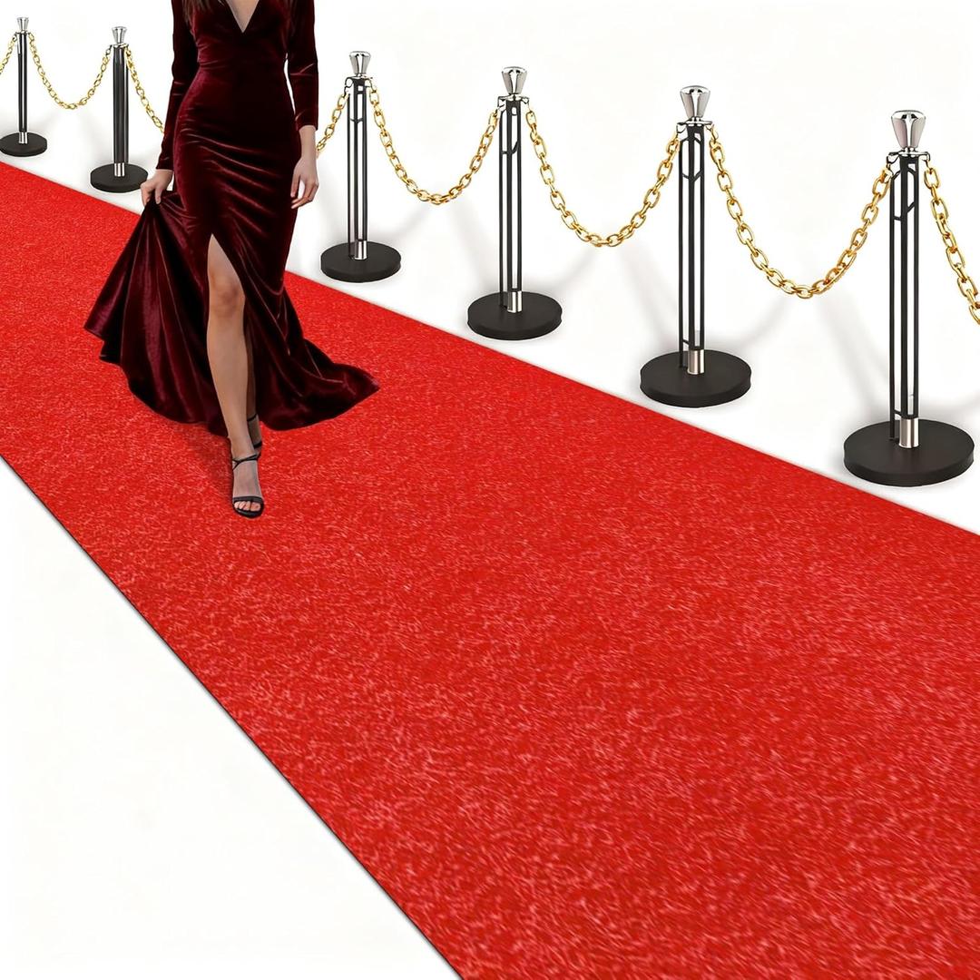 Red Carpet Runner 3x10 Feet, Extra Thick Non-Slip Waterproof Aisle Rug with Rubber Backing, Rolled Shipping, No Creases, Perfect for Weddings, Parties, Events, Banquets & Hollywood Runway