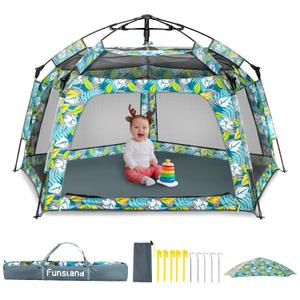 Baby Playpen Pop-up Tent - Outdoor & Indoor Play Tent for Beach with Canopy Travel Bag Portable Play Yard for Babies & Toddlers (Forest)