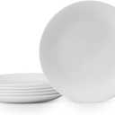Corelle Vitrelle 6-Piece Salad Plates Set Triple Layer Glass and Chip Resistant, 8-1/2-Inch Lightweight Round Plates, Winter Frost White