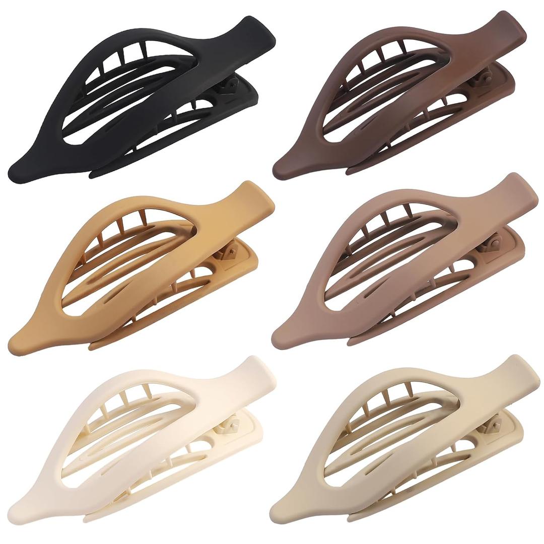 Flat Hair Clip 6 pcs Lay Down Claw Clips Hair Accessories for Women -Brown