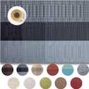 Placemats Set of 8 - Easy Clean Woven Vinyl Placemats for Dining Table, Indoor/Outdoor Place Mats, Washable PVC Table Mats Silver Gray Black