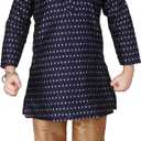 Pro-Ethic Style Developer Jacquard Silk Kids Kurta Sets For Boys Indian Traditional clothing | Pack Of 1 (S-146) (3-4T, Dark Blue)
