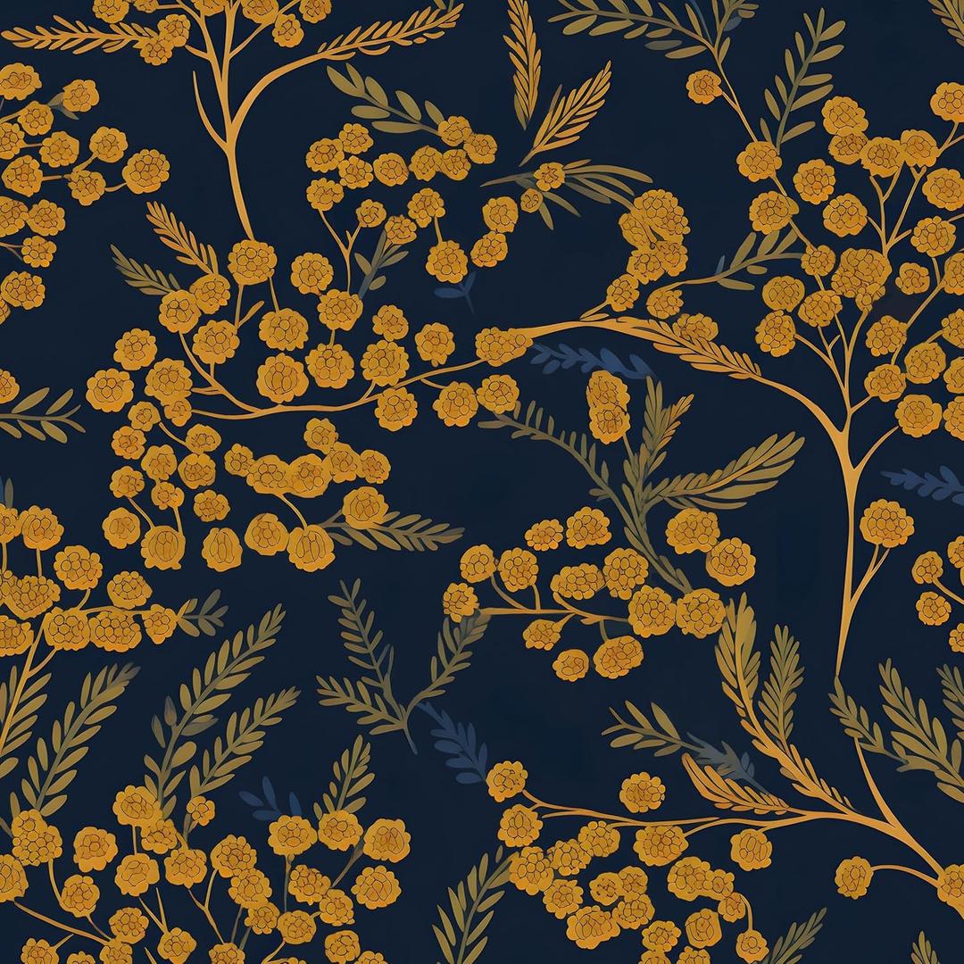 Boho Wallpaper Peel and Stick, Navy Blue/Gold Leaf Contact Paper 17.5in x 32.8ft for Kitchen, Vintage Dark Floral Vinyl Wall Paper Removable Waterproof Self Adhesive for Bathroom Bedroom Walls Cabinet