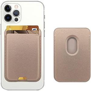 Magnetic Wallet Compatible with MagSafe for iPhone 16 15 14 13 12 Pro Max Plus Model, Mag 3 Safe Card Holder Stick on for Apple Cell Phone, RoseG