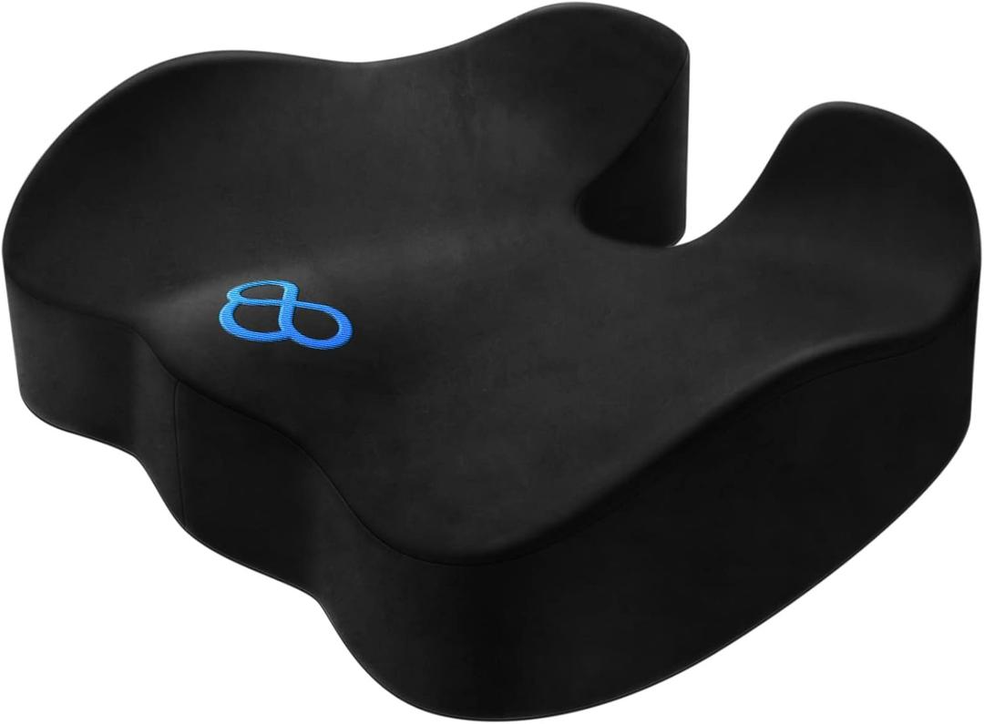 BlissTrends Seat Cushion,Thick Memory Foam Cushions for Office Chair, Car Seat, Airplane, Relieving Pressure Tailbone Sciatica Back Pain for Long Sitting Office Workers, Car Drivers 4.7in Thick Black (Large)