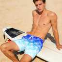 westwolf Men Swim Trunks with Compression Liner Men's 2 in 1 Bathing Suits 7 Inch Hawaiian Board Shorts (Large, 2 Blue White)