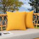 Kevin Textile Pack of 2 Outdoor Waterproof Pillow Covers - Decorative Farmhouse Throw Pillow Covers for Couch, Patio, Tent, Bed, Sofa, Living Room - 24x24 Inch Sunflower Yellow