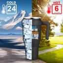 2 x Sursip 40 oz Insulated Tumbler with Handle and Straw-Stainless Steel Vacuum Insulated Mug,Gifts for Women Men Him Her,Iced Tea or Coffee,Drinks Cold up to 24 Hours,Fit Car Holder(Black)