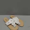 katliu Women's Flat Sandals Wide Band Flip Flops Dressy Thong Sandals, Size 7 1/2 (White)