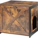 Dwanton Cat Litter Box Furniture Hidden, Cat Litter Box Enclosure, Reversible Entrance Can Be on Left or Right Side, Indoor Cabinet, Wooden Washroom, End Table, Nightstand, Rustic Brown, 23.6" L