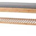 Proman Products Cambridge Bamboo Shoe Bench Organizer with Shoes and Cushion Storage, Natural