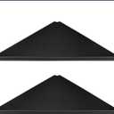 evron Corner Mounting Shelf Set of 2  Easy to Install Floating Wall Shelves with Wood Grain Finish, Durable and Waterproof ABS Plastic for Kitchen, Bathroom, Living Room Home Dcor (Black)