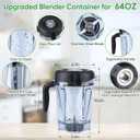 Blender Pitcher 64oz Low-Profile, Replacement Pitcher Container Jar Cup Compatible with 750, 5200, 5000, 6300, 7500, 7800, Vm0102, Vm0103, Vm0197, E310 Classic/Explorian/Commercial Series