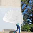 Wuchieal 55" 1 Piece Praise flag with Scalable pole, worship flag Semicircle Worship Angel Wing Flags for Church Dance Banner, Color Guard flags for Teenager -0# White