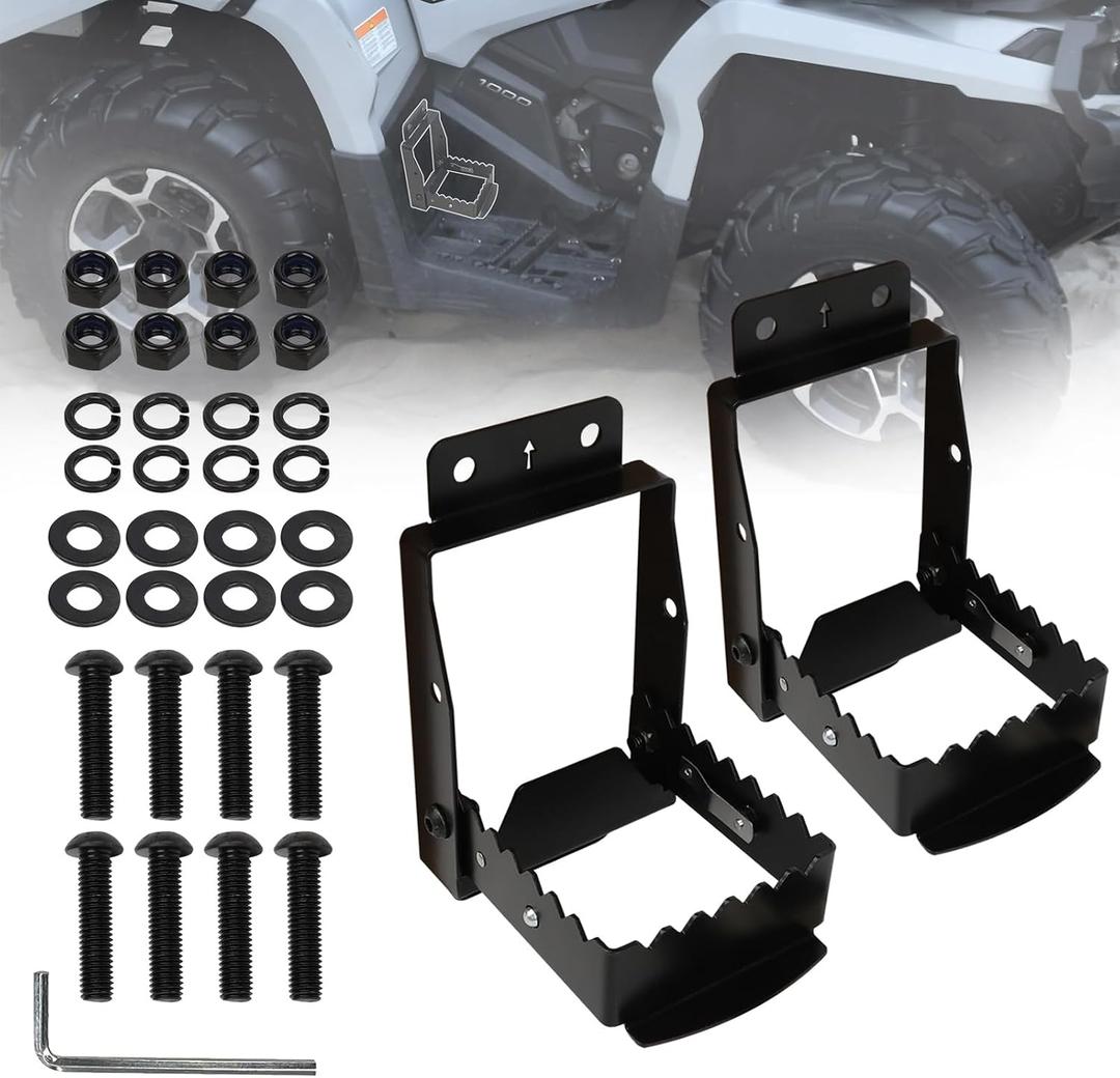 ATV Passenger Foot Rest, Foldable ATV Foot Rest for Rear Passenger Universal 4 Wheel Foot Pegs Compatible with Polaris Sportsman Scrambler Grizzly Foreman Cforce Fourtrax
