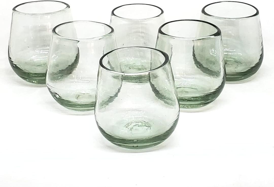 Clear 6 oz Roly Poly Glasses (set of 6), Recycled Glass, Lead-free, Toxin-Free (6 oz Roly Poly)