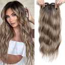 PANEWAY Hair Topper for Women 20 Inch Wavy Synthetic Fiber Topper with Natural Waves, Clip-In Hairpiece for Thinning Hair, Adds Volume & Length, Lightweight & Breathable, Small