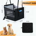 Summer Dog Car Seat for Dogs, Portable Travel Bed with Safety Restraint & Vehicle Protector, 19.3" Waterproof Washable Carrier, Seat Belt Anchor & Harness Tether, Fits Front/Back Seat