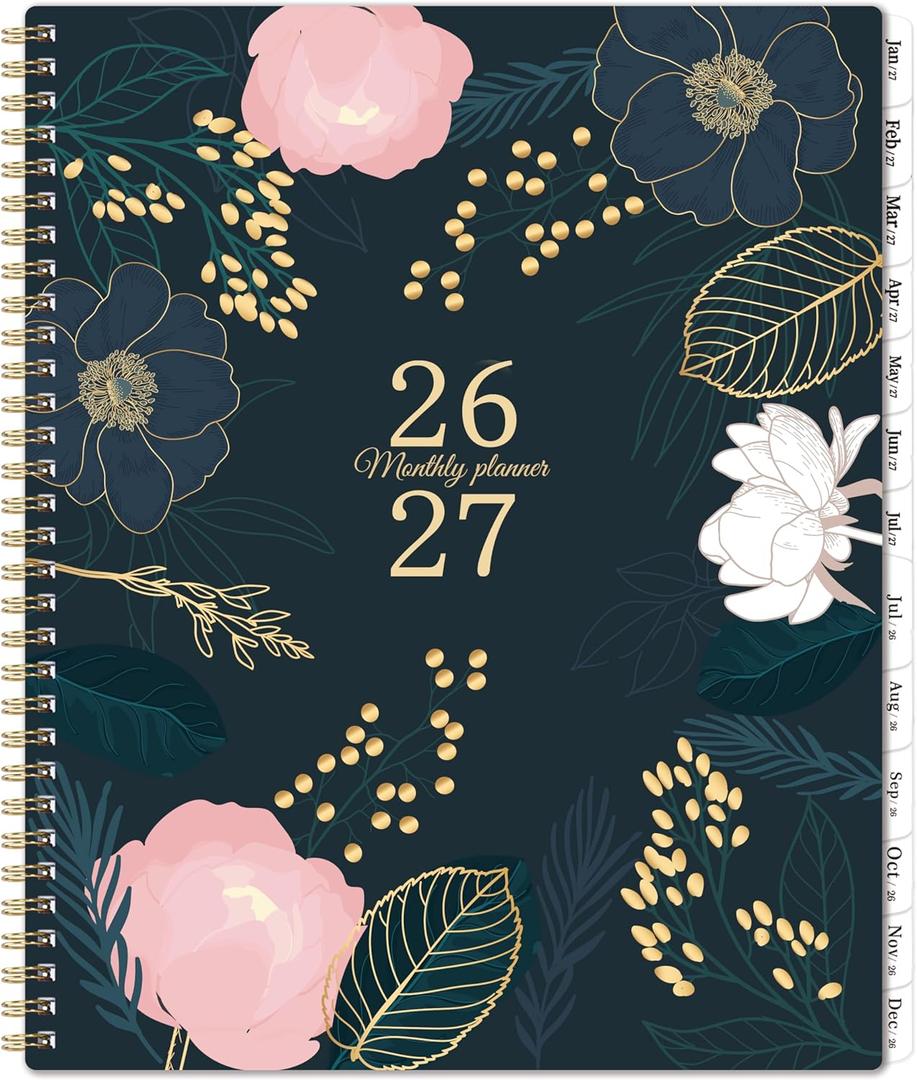 2026-2027 Monthly Planner - 18 Monthly Planner/Calendar 2026-2027, July 2026 - December 2027, 9 x 11'', Months Tabs, Double-Sided Pockets, Twin-Wire Biding, Holidays, Notes Pages, Julian Dates (Dark Blue)