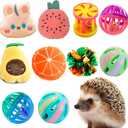 VZqola 10 pcs Cute Hedgehog Enrichment Toys Hedgehog Supplies Cage Accessories Small Animal Ball Bell Pet Interactive Stuffed Toys Exercise Ball for Hamster Lizard Turtle Rats
