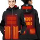 IHood Women's Heated Jacket with Battery Pack Waterproof Winter Outdoor heated Jacket for Women Heating Jacket coat (Medium, Black)