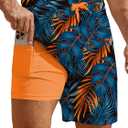 Hardaddy Men's 2 in 1 Swim Trunks with Compression Liner Beach Board Shorts with Pockets, Medium