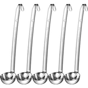 Cunhill 5 Pcs Soup Ladles Stainless Steel Serving Ladles with Long Handle for Serving, Cooking, Stirring, Portioning Kitchen Restaurant Accessories(2 oz)