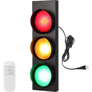 yeesport Traffic Light Wall Lamp, Retro Traffic LED Light with Remote Controller, Kids Bedroom Stop Light, Room Decor Light, Vintage Fun Signal Light for Bedroom, Living Room, Club, Bar, Pub (1)