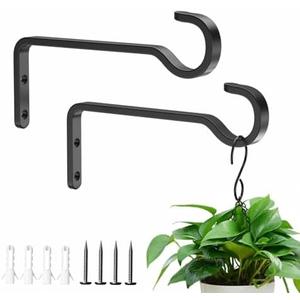 6 Inch 2 Pack Heavy Duty Outdoor Plant Hangers for Plants, Iron Plant Brackets with Metal Plant Hooks for Hanging Lantern, Bird Feeder