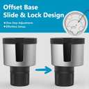 SEVEN SPARTA 2 Pack Car Cup Holder Expander Organizer Adjustable Base, Compatible with Yeti 20/26/30 oz, Hydro Flasks 32/40oz, Nalgenes 30/32/38/48 oz, Other Bottles in 3.4"-3.8" (Silver)