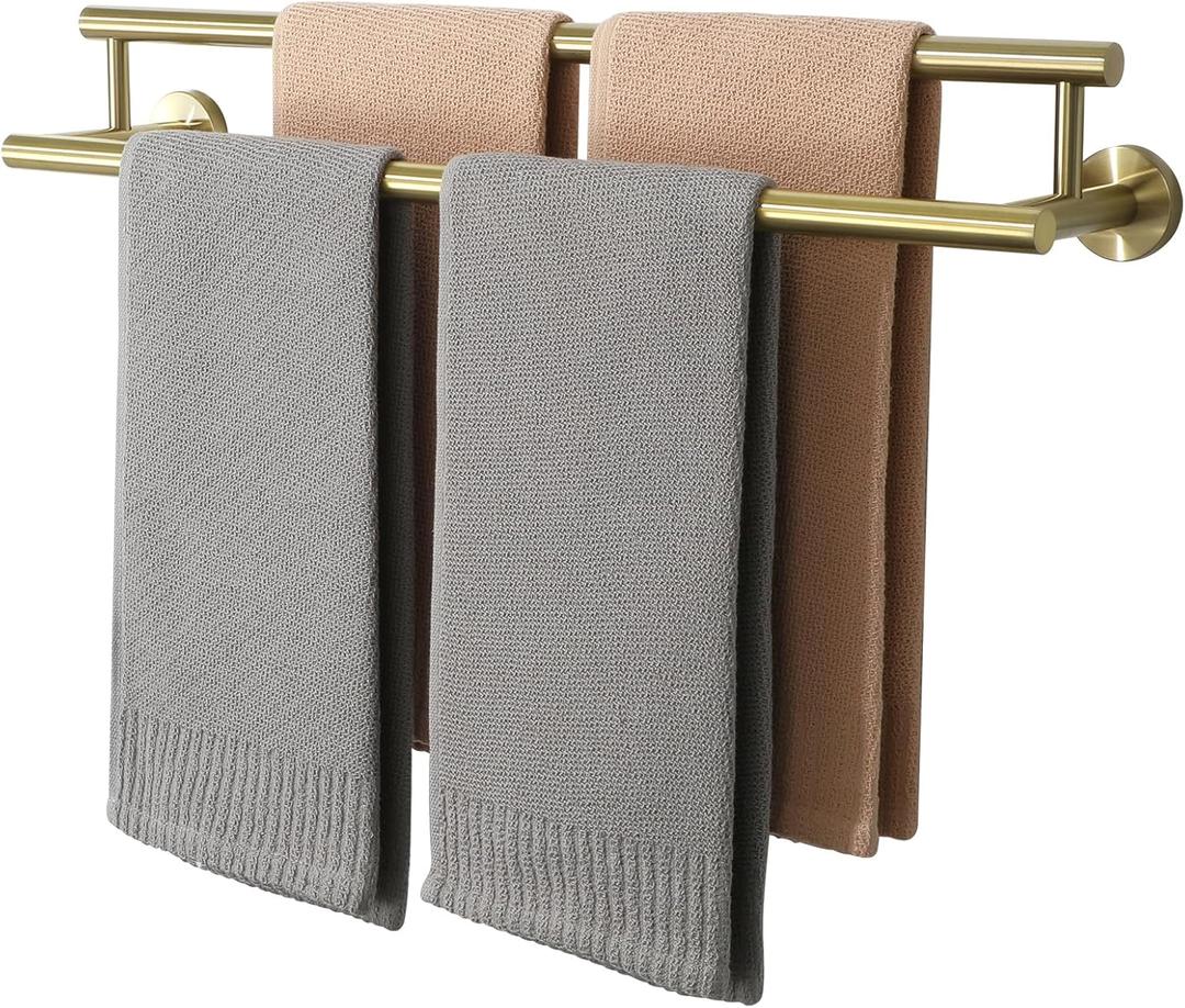 Alise Double Towel Bar Glod,24" Towel Rack for Bathroom Wall Mounted,Bathroom Towel Rack SUS304 Stainless Steel Bathroom Towel Holder Quick Drying Hand Towel Holder Towel Bar for Walls