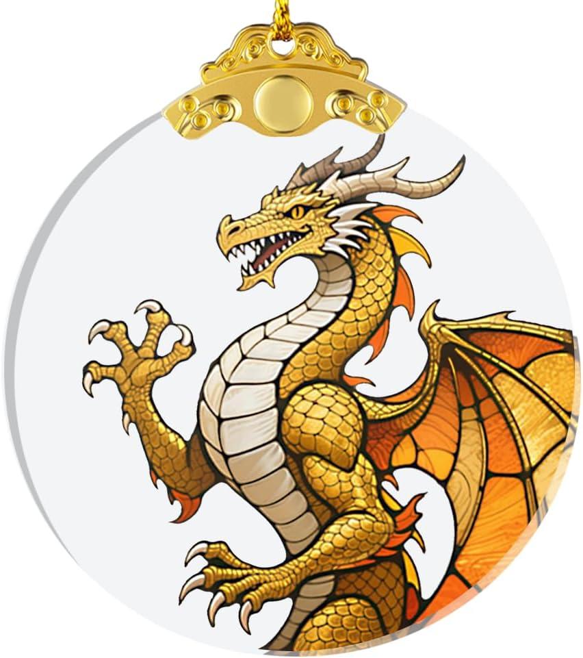 2 x Dragons Christmas Ornaments, Fourth Wing Merch, Wing Dragon Gifts Bookish Decor, 2.75" Glass Fantasy Dragon Ornament for Christmas Tree, Bookshelf & Fantasy Room Decor