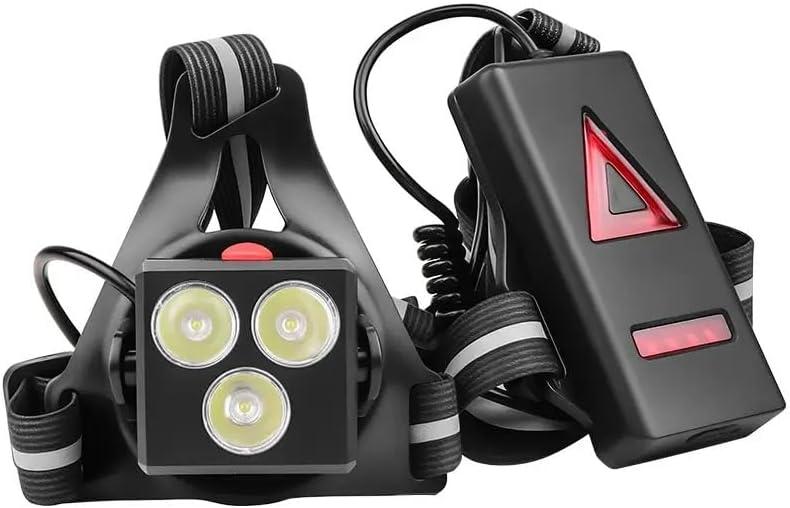 Chest Running Light, Wearable LED Night Running Lamp with Red Safety Warning Light, 360 Visibility Hands-Free Headlamp for Jogging, Cycling, Hiking, Dog Walking - IPX6 Waterproof (7 led Lights)