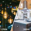 Jensense LED Edison Light Bulbs 8 Watt Dimmable 5000K Daylight White, E26 60 Watt Equivalent, Vintage Bulbs 800lm CRI 90 Clear Glass 6 Pack