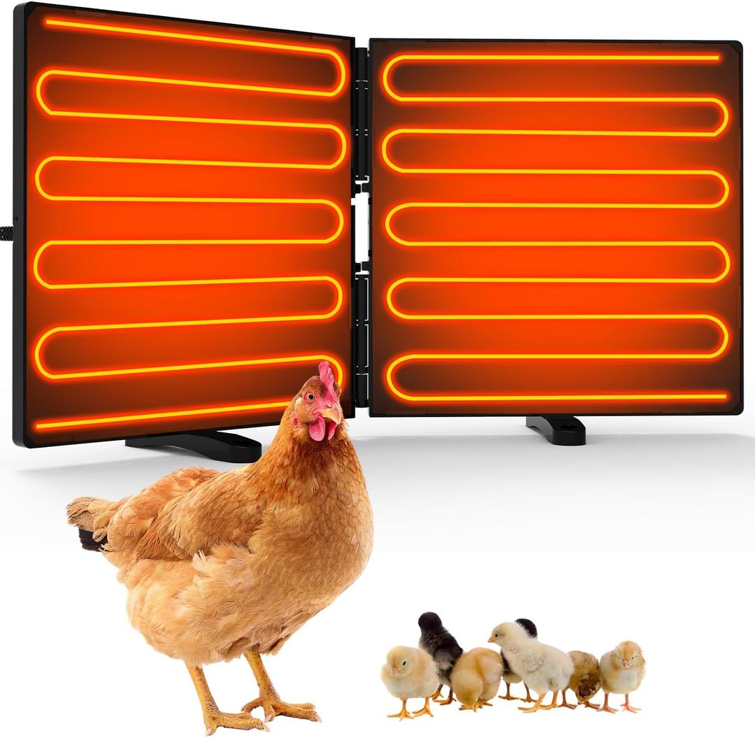 Foldable Chicken Coop Heater for Winter, 240W Large Size Waterproof Chicken Heater for Coop, Radiant Heat Chicks Coop Heater with 2 Heating Plates for Inside and Outdoor Pet, 22.5'' X 11.2''