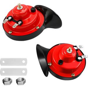 2PCS 300DB Super Loud Train Horns, 12V Waterproof Air Horns Replacement Kit, Car Air Electric Snail Double Horn, Automotive Accessories Universal for Car, Motorcycle, Truck, Bike, Boat (Red)