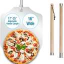 Pizza Peel 16 inch,16" Wx 18" L, Extra Large Metal Pizza Peel 16 inch, Aluminum pizza peel with Detachable Wooden Handle, 2 Handle Sizes (17 inch & 35 inch)
