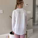 Stelle Youth Girls Athletic Performance Long Sleeve Shirts V Neck Moisture Wicking Base Layer Undershirt (White, M)