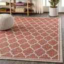 JONATHAN Y Moroccan Trellis Indoor Outdoor Area Rug 4X6 Red/Beige, Trebol Textured Weave for Backyard, Patio, Porch, Easy-Cleaning, High Traffic, Pet-Friendly, Non-Shedding (SMB109C-4)