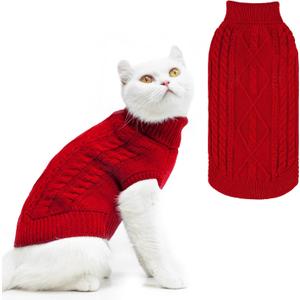 PUPTECK Winter Cat Sweater Coat - Soft Warm Cold Weather Clothes Knitwear for Kittens & Small Dogs Indoor Outdoor Wearing, Knitted Classic for Doggies Kitties Girls Boys, Small