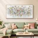 Tucai Decor Framed Wildflower Wall Art Canvas Print Floral Botanical Painting in Pink Blue Yellow Abstract Flowers Pictures Home Decor 20 x 40 Inch Wall Decorations for Living Room Bedroom Ready to Hang