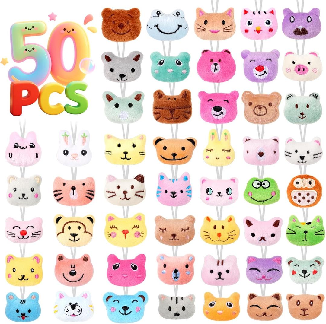 VISATOR 50pcs Mini Stuffed Animals Keychains Small Plush Toys Bulk for Claw Machine Prizes, Party Favors for Kids, Classroom Rewards, Carnival Gifts, Goodie Bags, Easter & Birthday Gifts