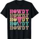 Howdy Smile Face Rodeo Western Country Southern Cowgirl T-Shirt, S