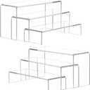 ANDGOO Large Acrylic Display Risers, 2 Sets(11.2L~11.6L~12L) Clear Rectangular Showcase Collectibles Display Shelf, Retail Desktop Risers Display Stand for Organize and Decoration