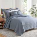 Levtex Home - Cross Stitch Chambray Quilt Set - King Quilt + Two King Pillow Shams - Cross Stitched Pattern - Quilt Size (106x92in.) and Pillow Sham Size (36x20in.) - Reversible - Cotton Fabric