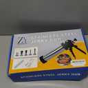 Professional Jerky Gun Kit  Stainless Steel Beef Meat Maker Machine with 5 Nozzles, 1 Meat Pusher, 5 Cleaning Brushes (2 Sets), Sausage Shooter Accessories & Bonus Pair of Gloves